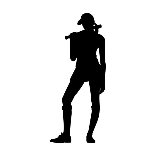 Fine Carving Stickers Sport Baseball Appeal Girl Player Bat It Won'T Fall Off