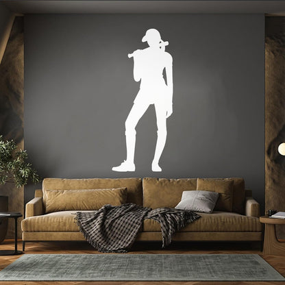 Fine Carving Stickers Sport Baseball Appeal Girl Player Bat It Won'T Fall Off