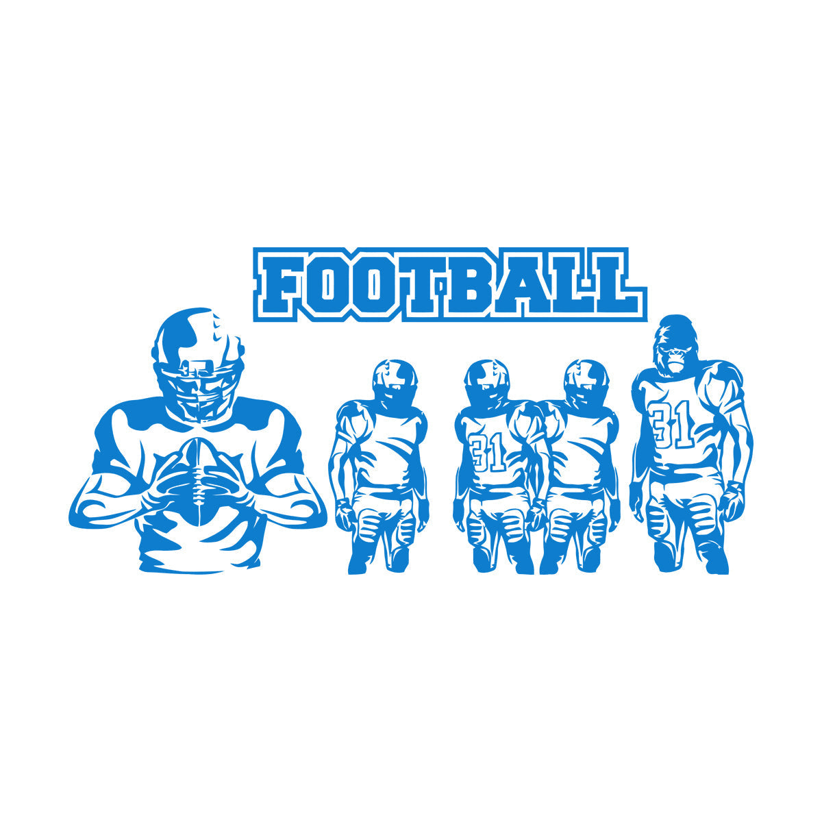 Wall Decals Sport Football Players Gorilla Team Game Removable Without Leaving Glue