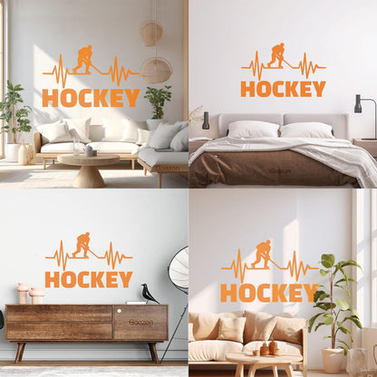Mural And Wall Vinyl Decal Hockey Player Stick Puck Sports Fan Room Removable Without Leaving Glue