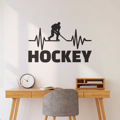 Mural And Wall Vinyl Decal Hockey Player Stick Puck Sports Fan Room Removable Without Leaving Glue