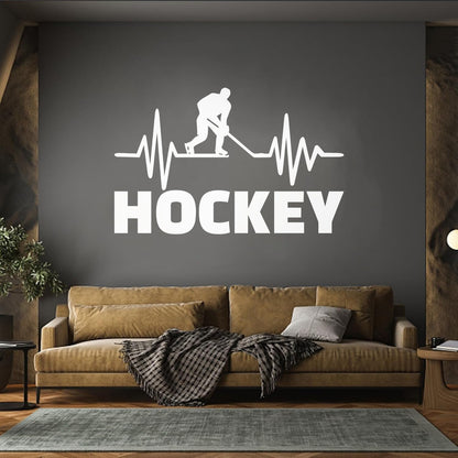 Mural And Wall Vinyl Decal Hockey Player Stick Puck Sports Fan Room Removable Without Leaving Glue