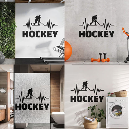 Mural And Wall Vinyl Decal Hockey Player Stick Puck Sports Fan Room Removable Without Leaving Glue
