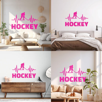 Mural And Wall Vinyl Decal Hockey Player Stick Puck Sports Fan Room Removable Without Leaving Glue