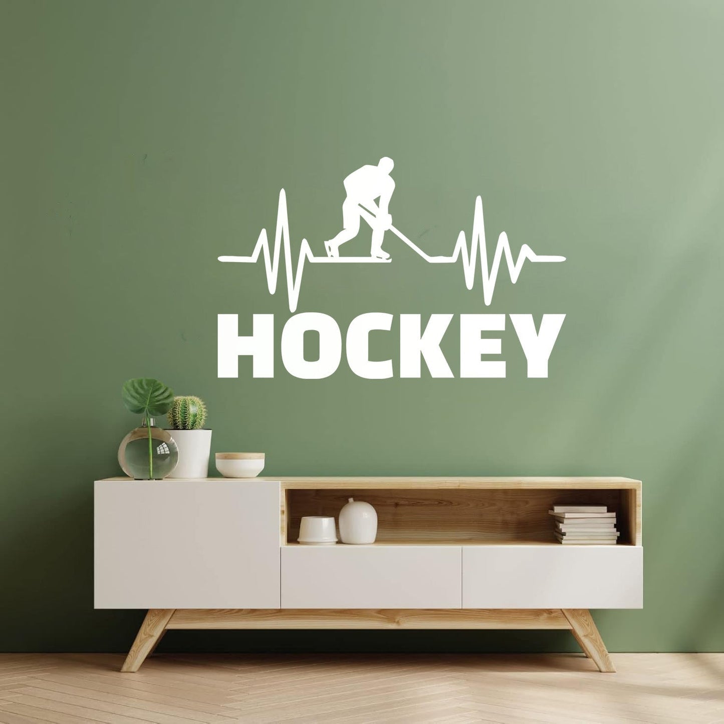 Mural And Wall Vinyl Decal Hockey Player Stick Puck Sports Fan Room Removable Without Leaving Glue