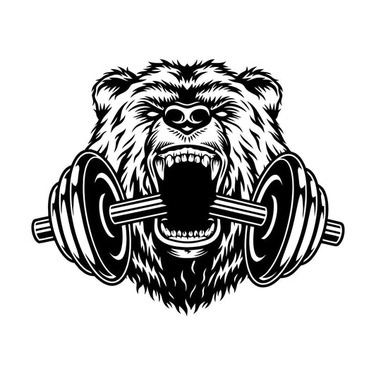 Fine Carving Decals Sports Power Gymnastics Fitnesscenter Barbell Bear Head Animal Easy Installation