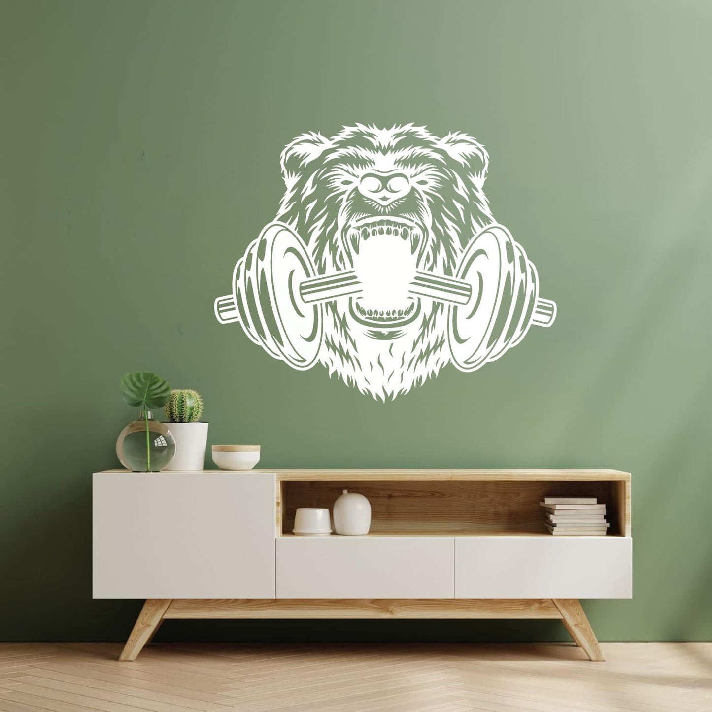 Fine Carving Decals Sports Power Gymnastics Fitnesscenter Barbell Bear Head Animal Easy Installation
