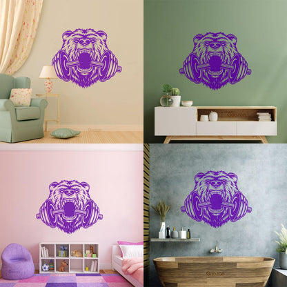 Fine Carving Decals Sports Power Gymnastics Fitnesscenter Barbell Bear Head Animal Easy Installation