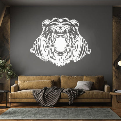 Fine Carving Decals Sports Power Gymnastics Fitnesscenter Barbell Bear Head Animal Easy Installation
