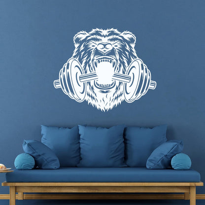 Fine Carving Decals Sports Power Gymnastics Fitnesscenter Barbell Bear Head Animal Easy Installation