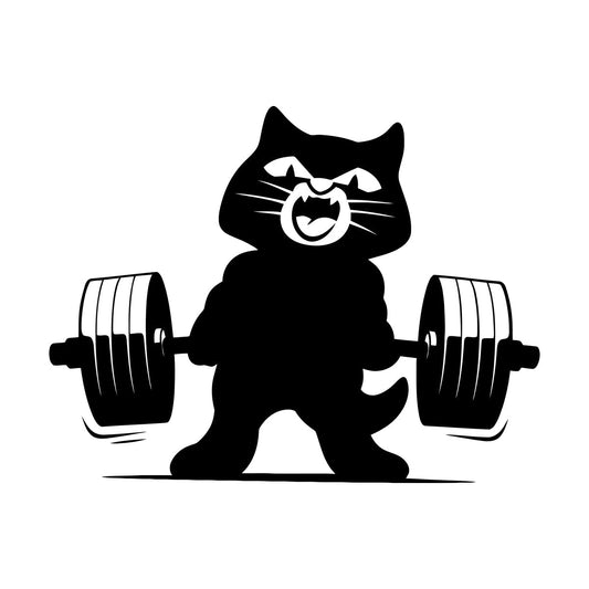 Mural And Wall Vinyl Decal Strong Cat Silhouette Lifting Weights Deadlifting Gymnastics Logo Glass Stickers