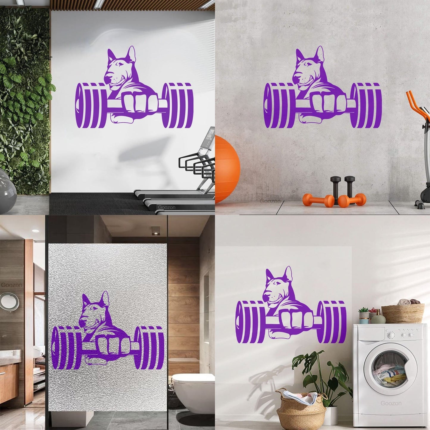 Wall Stickers Paster Paper Strong Dog Athlete Bic Dumbbells Gymnastics Store Decoration