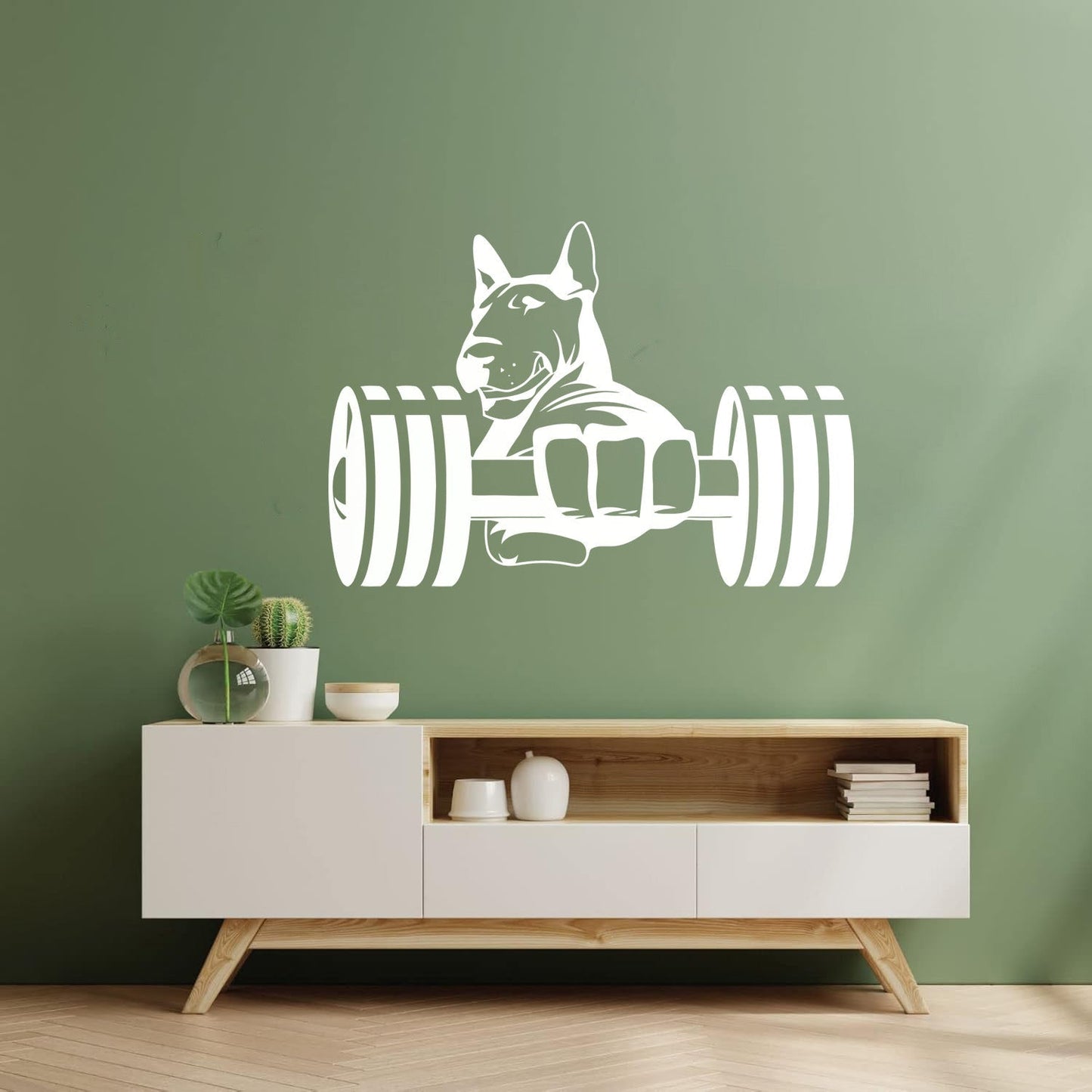 Wall Stickers Paster Paper Strong Dog Athlete Bic Dumbbells Gymnastics Store Decoration