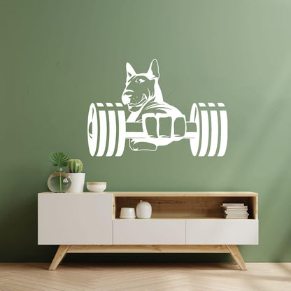 Wall Stickers Paster Paper Strong Dog Athlete Bic Dumbbells Gymnastics Store Decoration