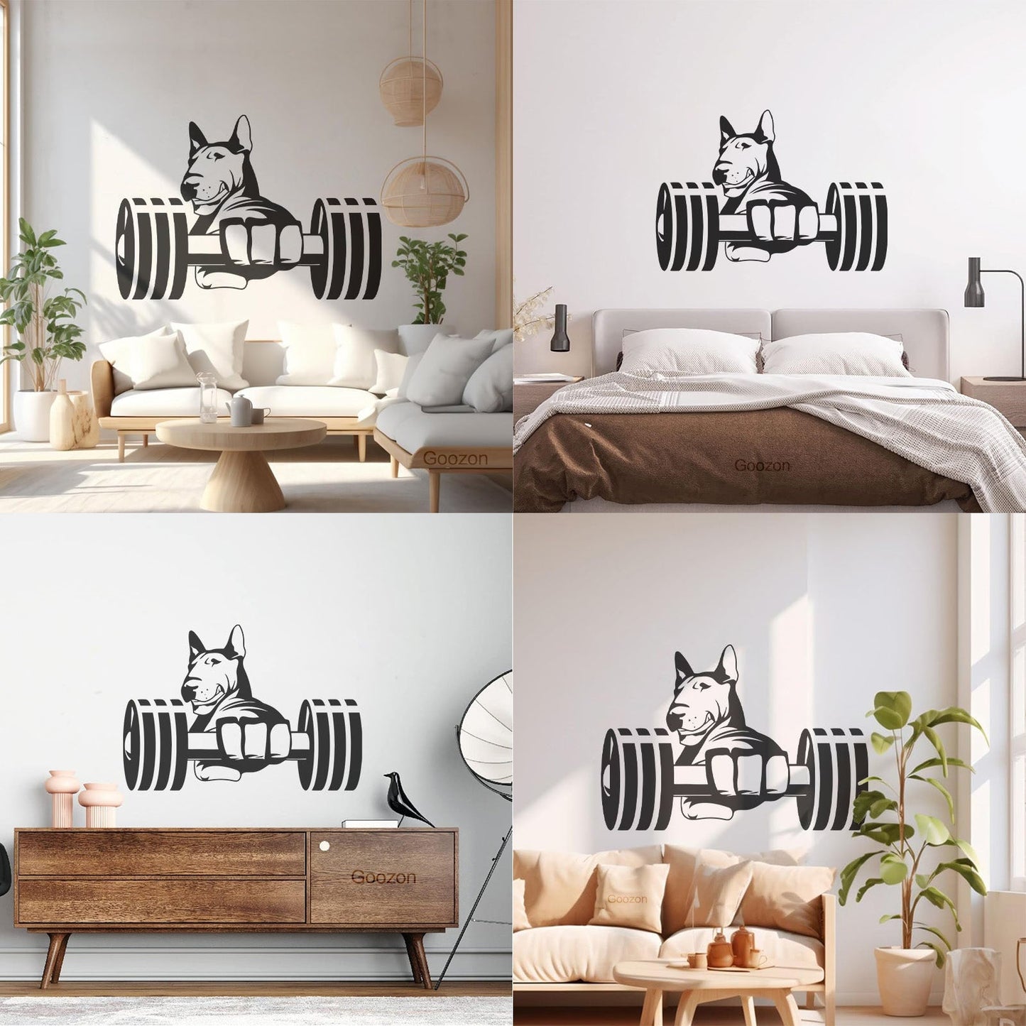 Wall Stickers Paster Paper Strong Dog Athlete Bic Dumbbells Gymnastics Store Decoration