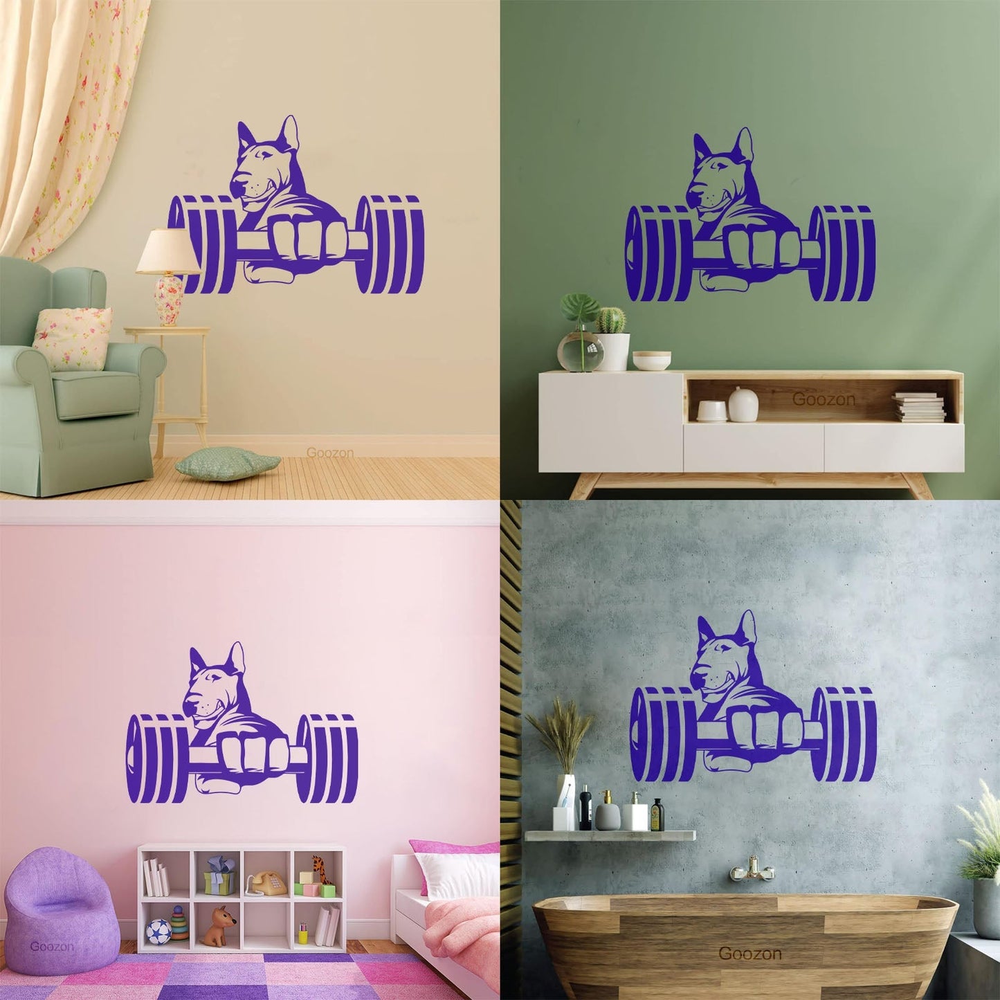 Wall Stickers Paster Paper Strong Dog Athlete Bic Dumbbells Gymnastics Store Decoration
