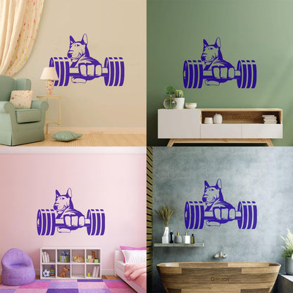 Wall Stickers Paster Paper Strong Dog Athlete Bic Dumbbells Gymnastics Store Decoration