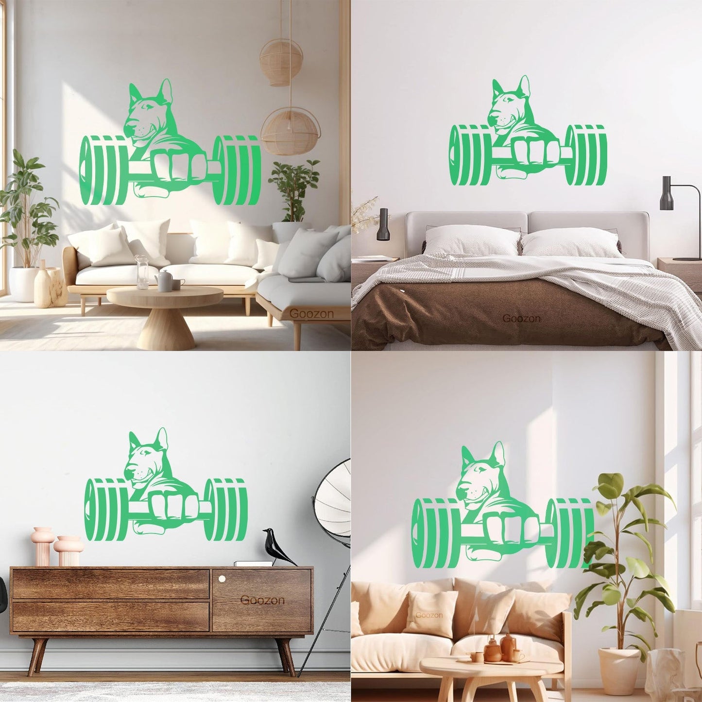 Wall Stickers Paster Paper Strong Dog Athlete Bic Dumbbells Gymnastics Store Decoration