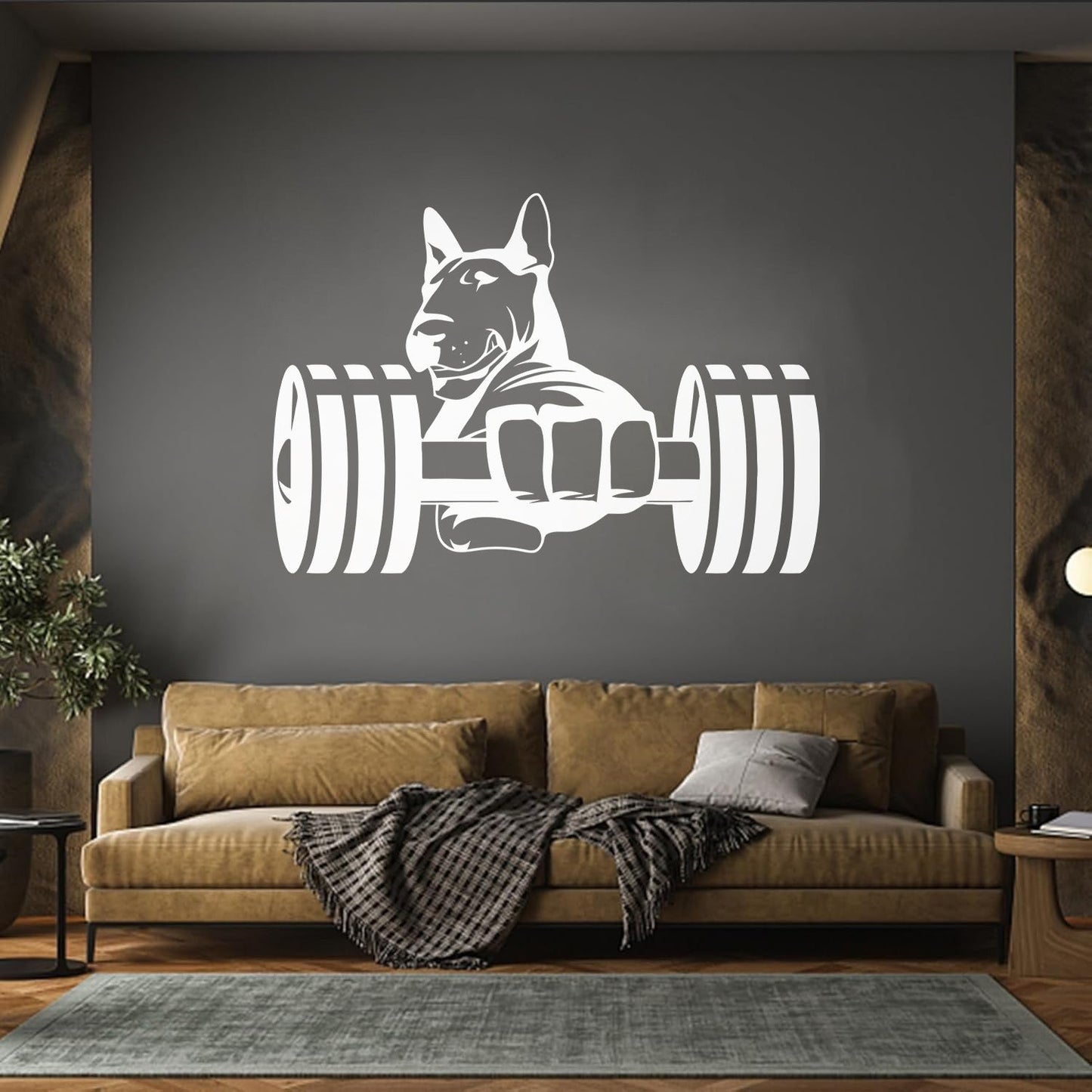 Wall Stickers Paster Paper Strong Dog Athlete Bic Dumbbells Gymnastics Store Decoration