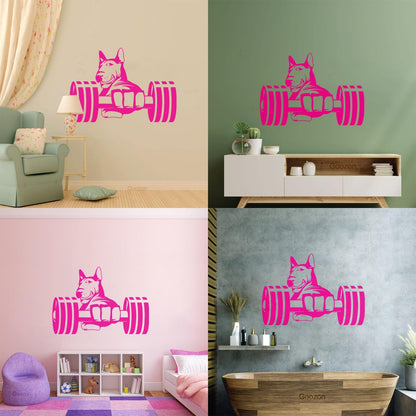 Wall Stickers Paster Paper Strong Dog Athlete Bic Dumbbells Gymnastics Store Decoration