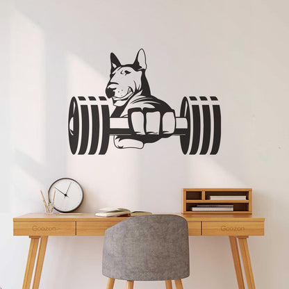 Wall Stickers Paster Paper Strong Dog Athlete Bic Dumbbells Gymnastics Store Decoration