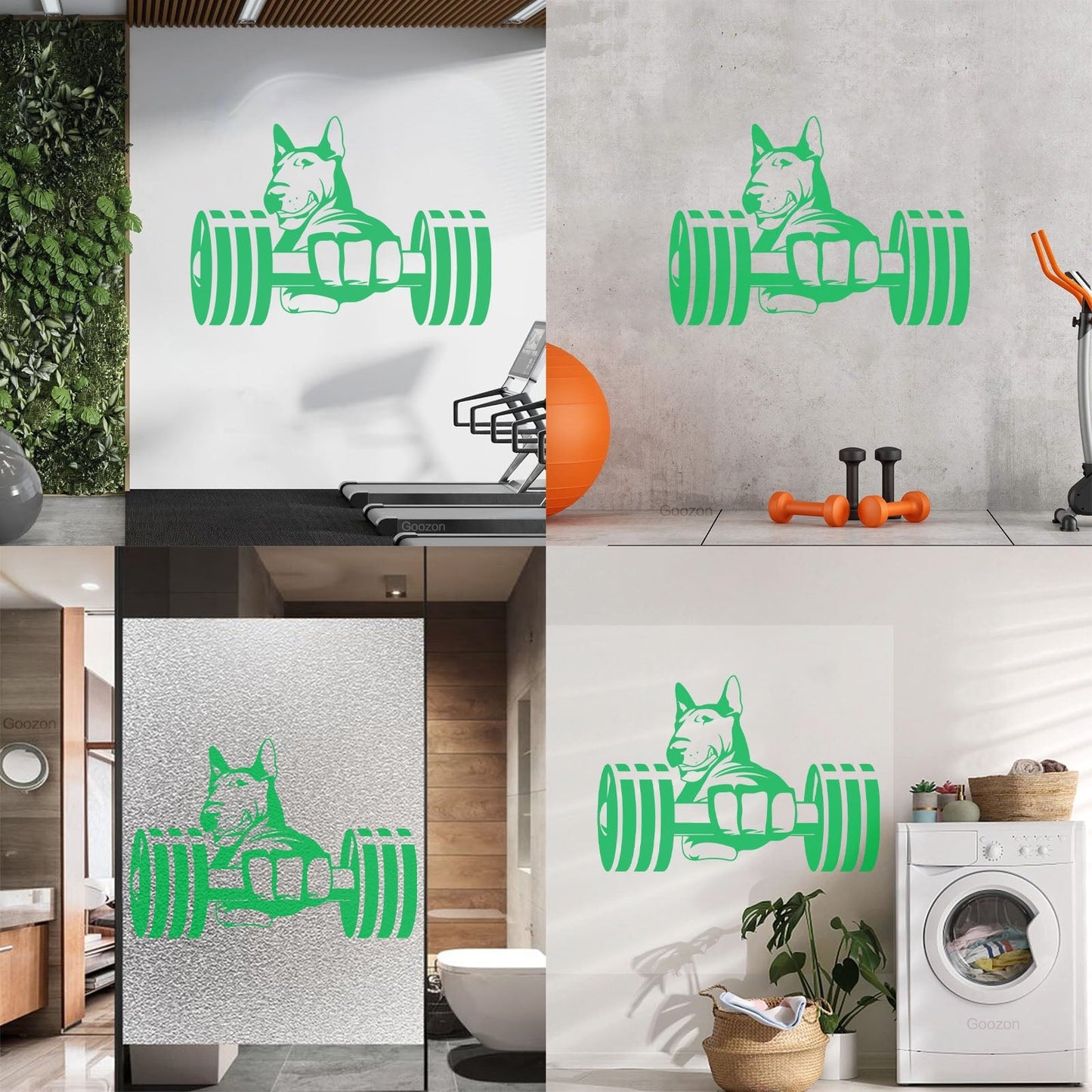 Wall Stickers Paster Paper Strong Dog Athlete Bic Dumbbells Gymnastics Store Decoration