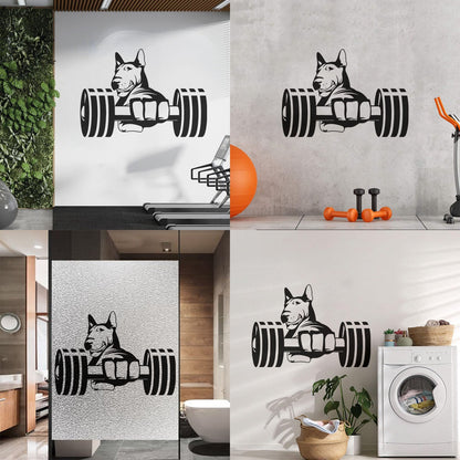 Wall Stickers Paster Paper Strong Dog Athlete Bic Dumbbells Gymnastics Store Decoration