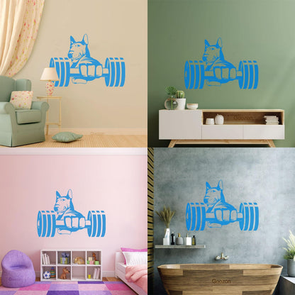 Wall Stickers Paster Paper Strong Dog Athlete Bic Dumbbells Gymnastics Store Decoration