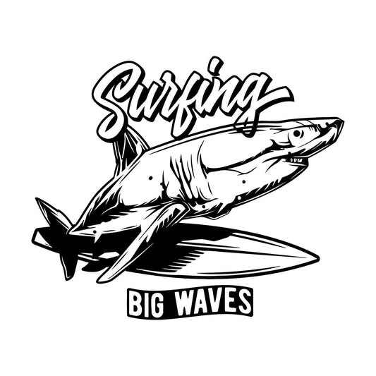 Lettering Stickers Surfboards Surfing Beach Vacation Sea Shark Multiple Size Options