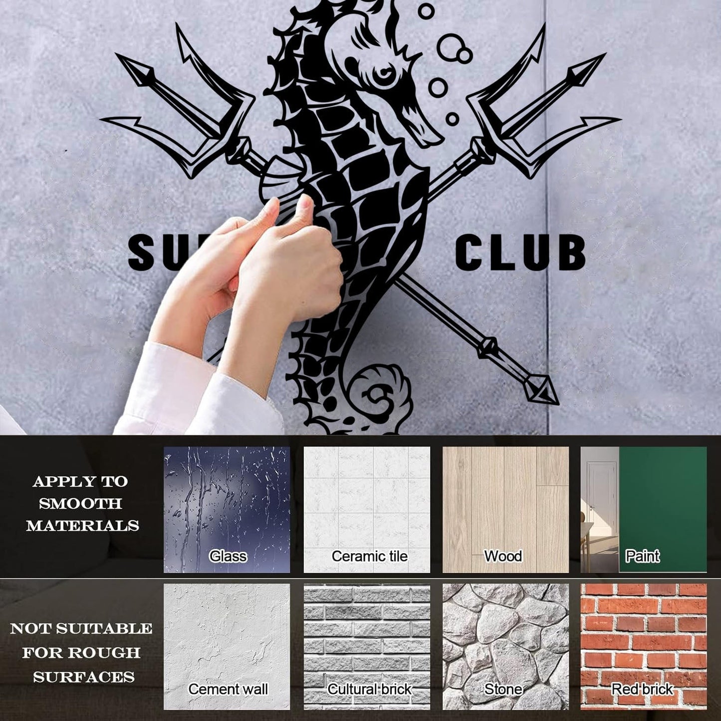 Wall Stickers Paster Paper Surfing Club Logo Sea Horse Water Sports Surfer Car Body Decoration