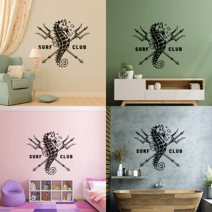 Wall Stickers Paster Paper Surfing Club Logo Sea Horse Water Sports Surfer Car Body Decoration
