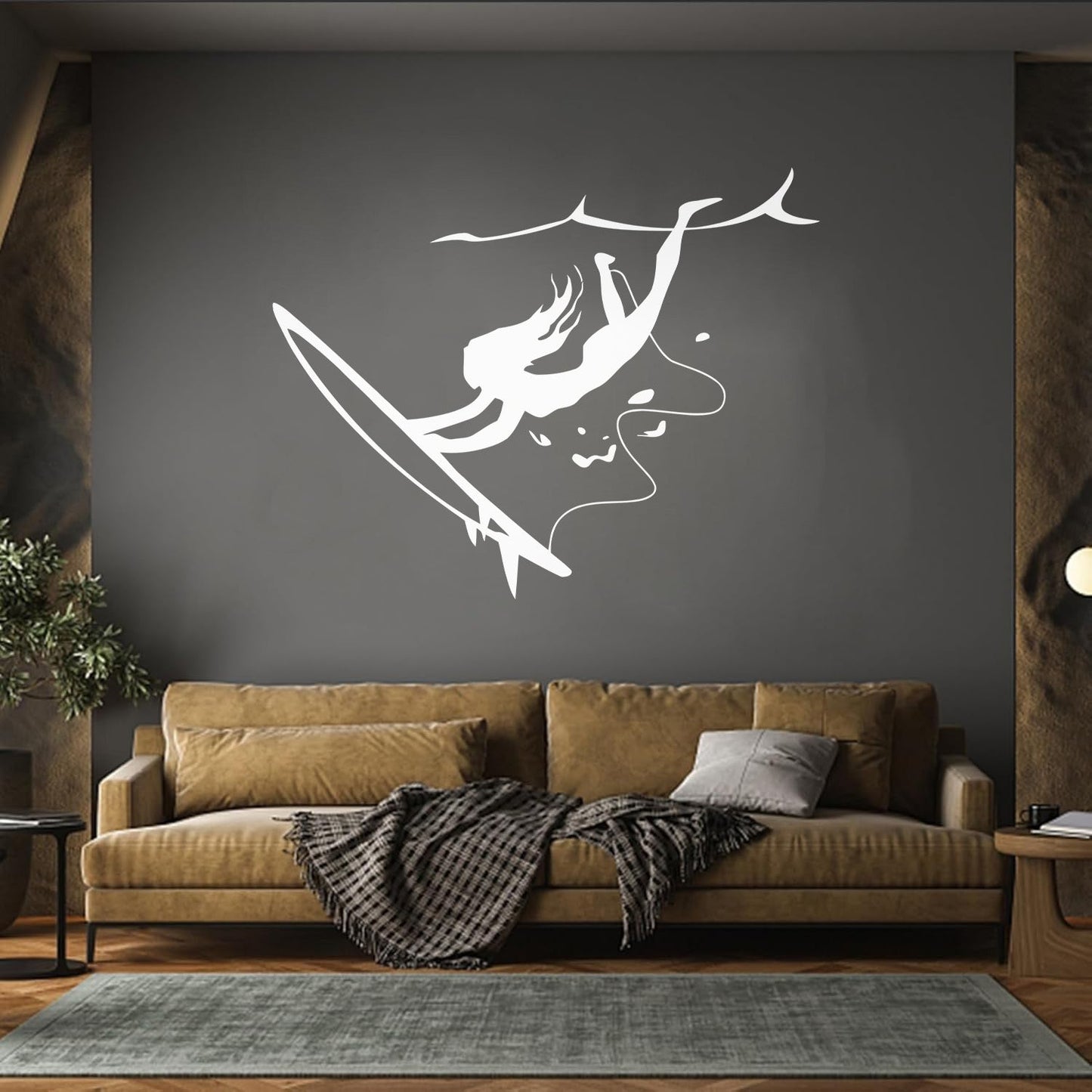Wall Stickers Surfing Girl Extreme Sports Ocean Beach Store Decoration