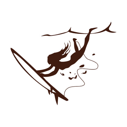 Wall Stickers Surfing Girl Extreme Sports Ocean Beach Store Decoration