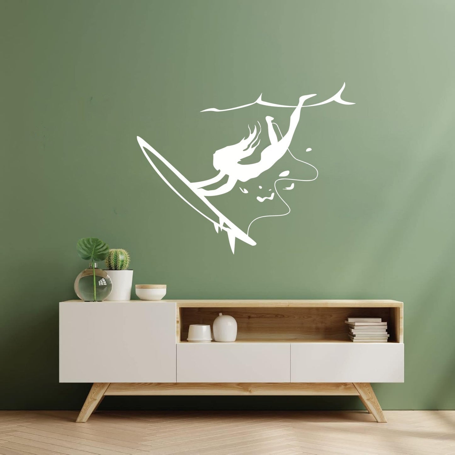 Wall Stickers Surfing Girl Extreme Sports Ocean Beach Store Decoration