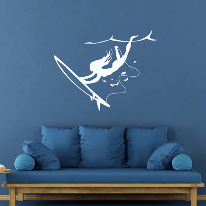 Wall Stickers Surfing Girl Extreme Sports Ocean Beach Store Decoration