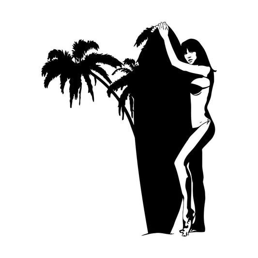 Fine Carving Decals Surfing Girl Surf Palm Beach Sports Tattoo Culture