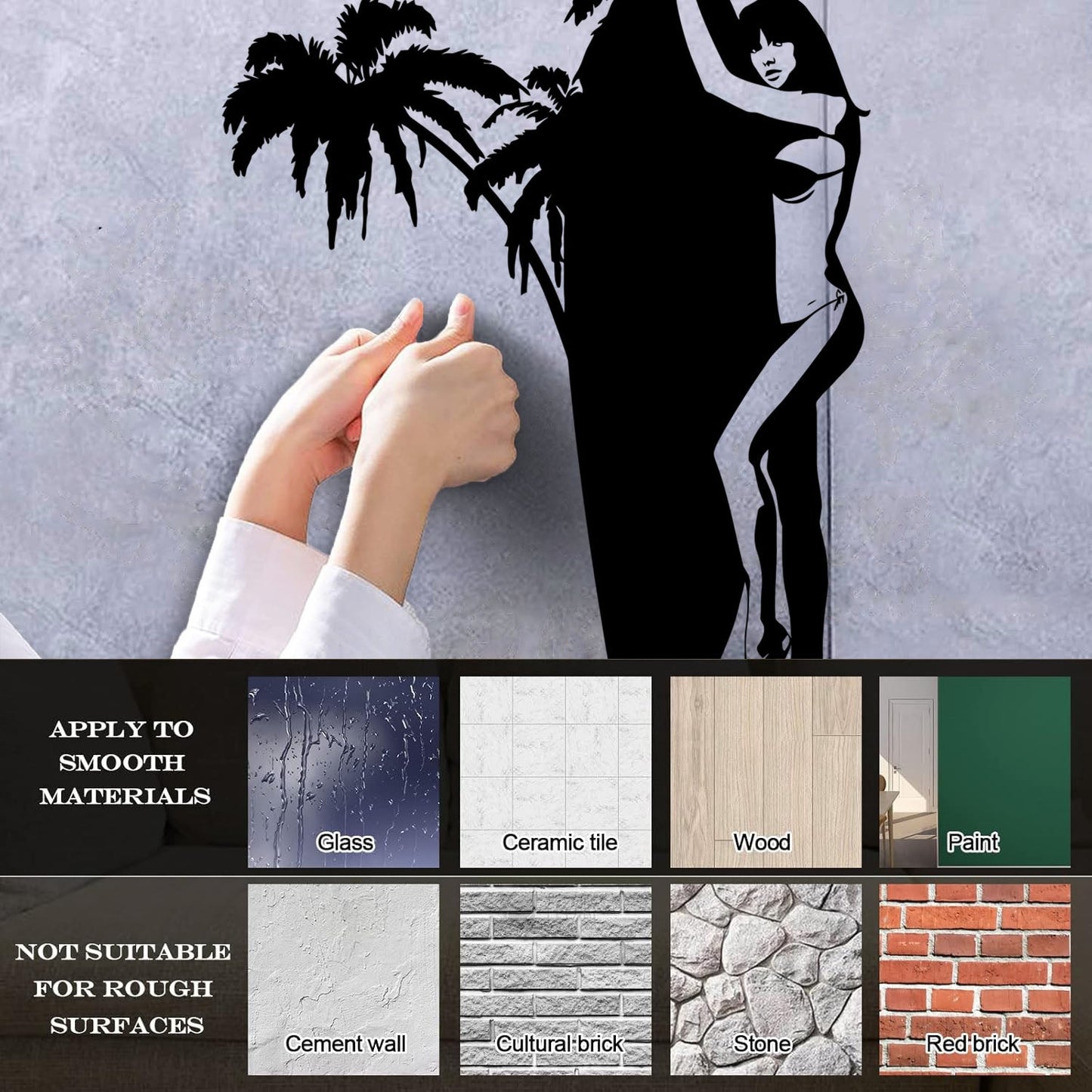 Fine Carving Decals Surfing Girl Surf Palm Beach Sports Tattoo Culture