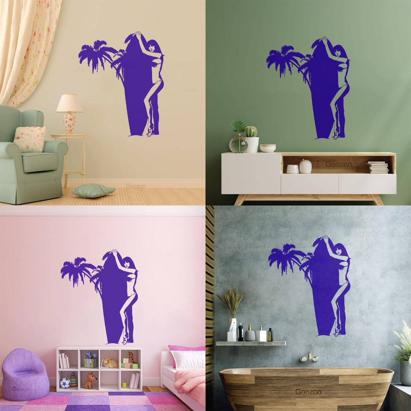 Fine Carving Decals Surfing Girl Surf Palm Beach Sports Tattoo Culture