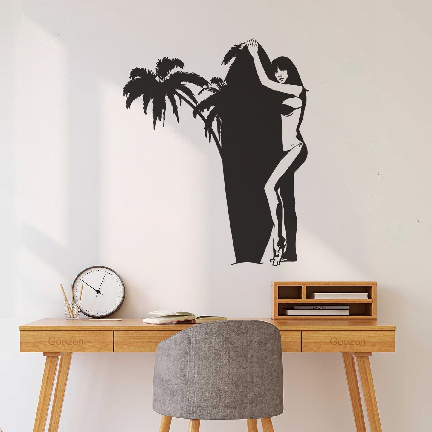 Fine Carving Decals Surfing Girl Surf Palm Beach Sports Tattoo Culture