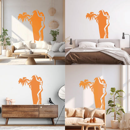 Fine Carving Decals Surfing Girl Surf Palm Beach Sports Tattoo Culture