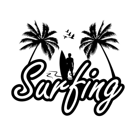 Wall Decals Paster Paper Surf Rider Sand Beach Palm Surf Club Surfing Easy Installation