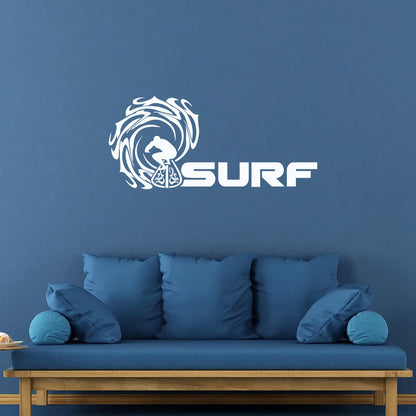 Surf Surfing Logo Waves Water Sports Beach Style Wall Decals Multiple Size Options