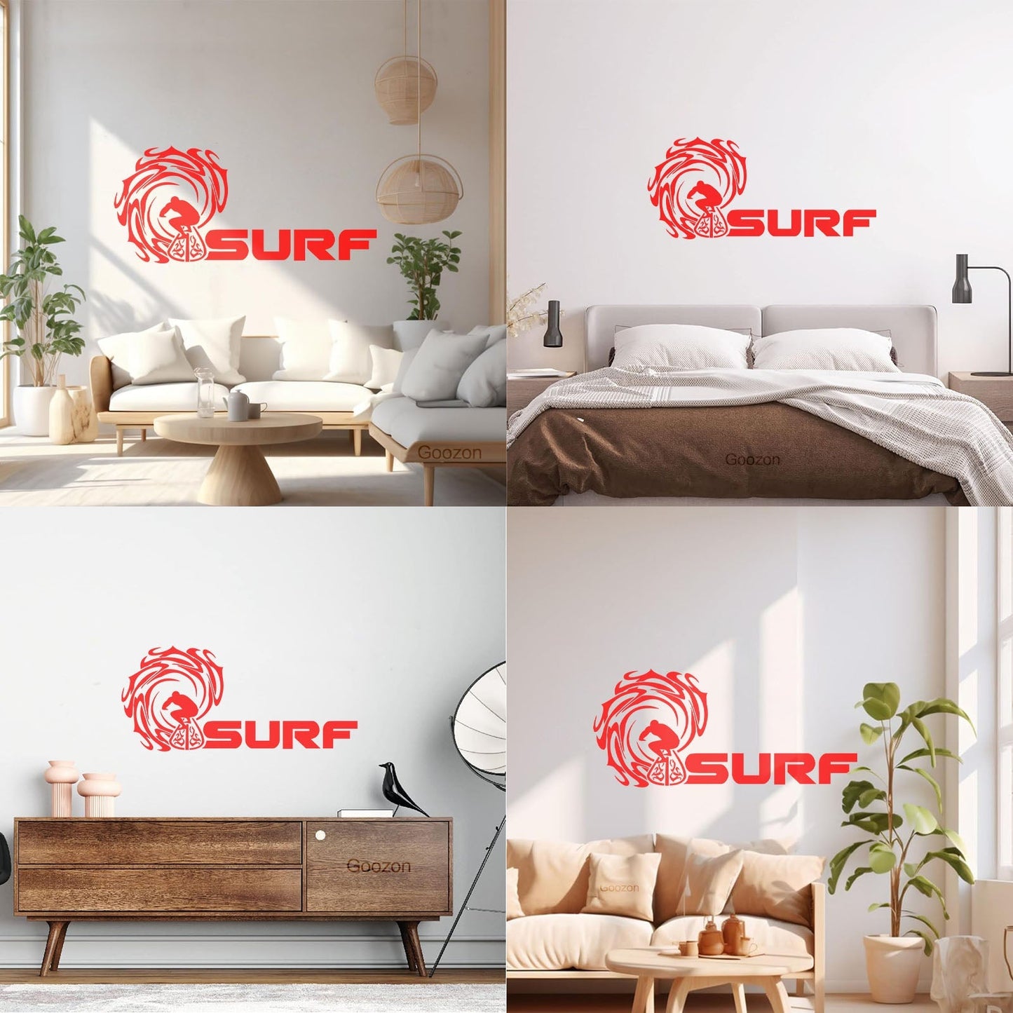 Surf Surfing Logo Waves Water Sports Beach Style Wall Decals Multiple Size Options