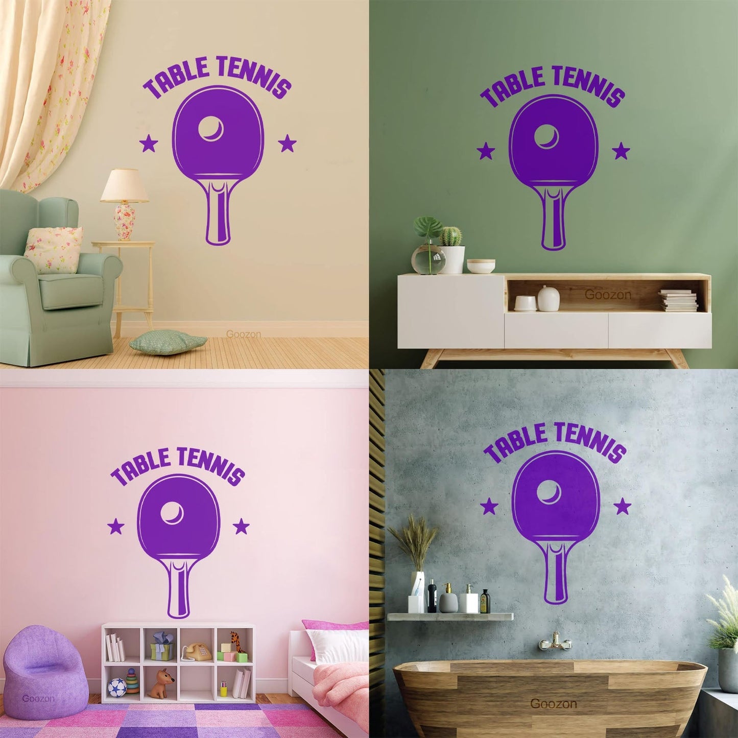 Wall Vinyl Sticker Decor Table Tennis Rocket Games Sport Art Decoration