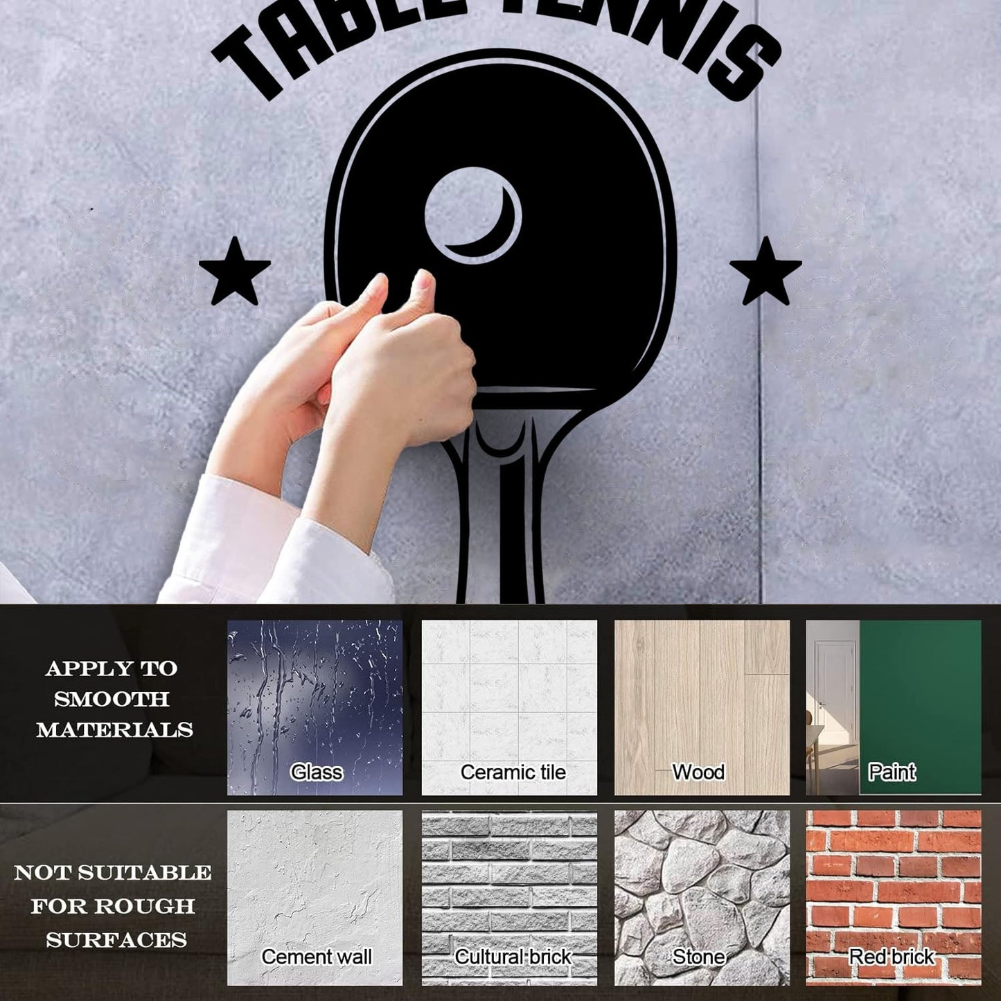 Wall Vinyl Sticker Decor Table Tennis Rocket Games Sport Art Decoration