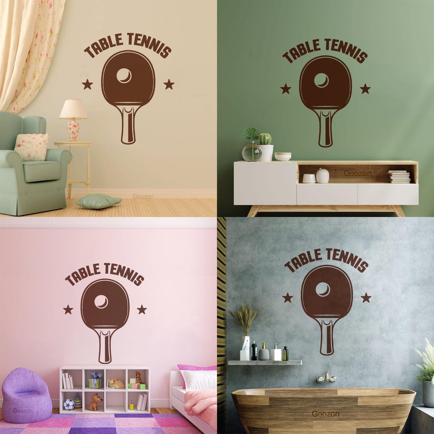 Wall Vinyl Sticker Decor Table Tennis Rocket Games Sport Art Decoration