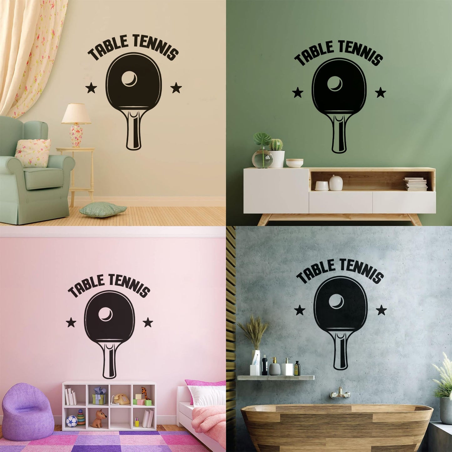 Wall Vinyl Sticker Decor Table Tennis Rocket Games Sport Art Decoration
