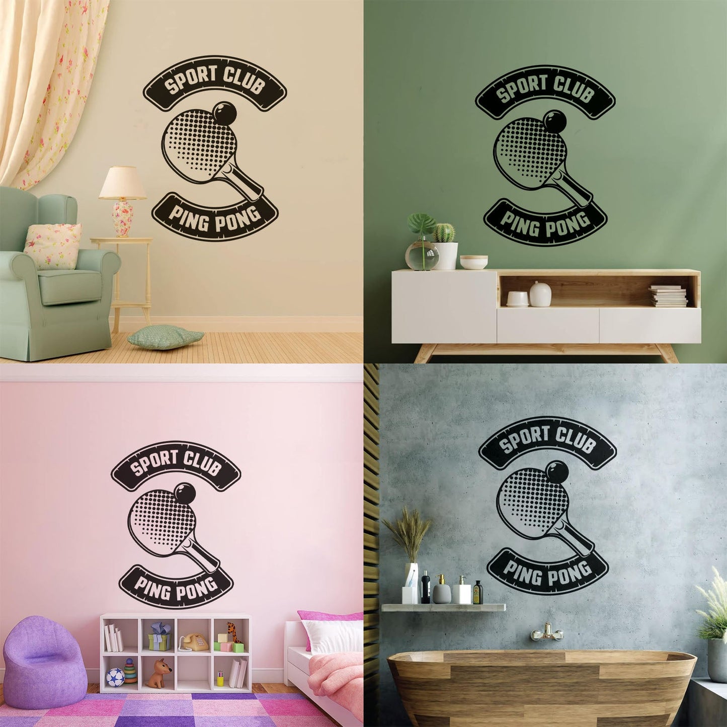 Tennis Rocket Ping Pong Game Sport Club Fine Carving Decals Art Decoration