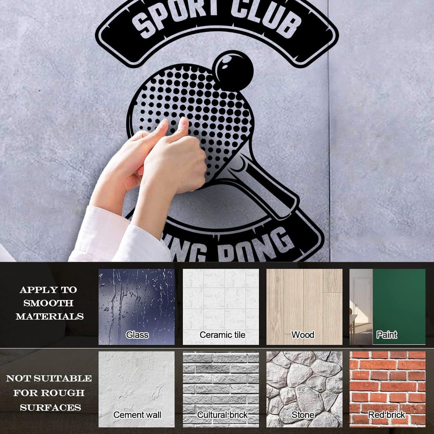 Tennis Rocket Ping Pong Game Sport Club Fine Carving Decals Art Decoration