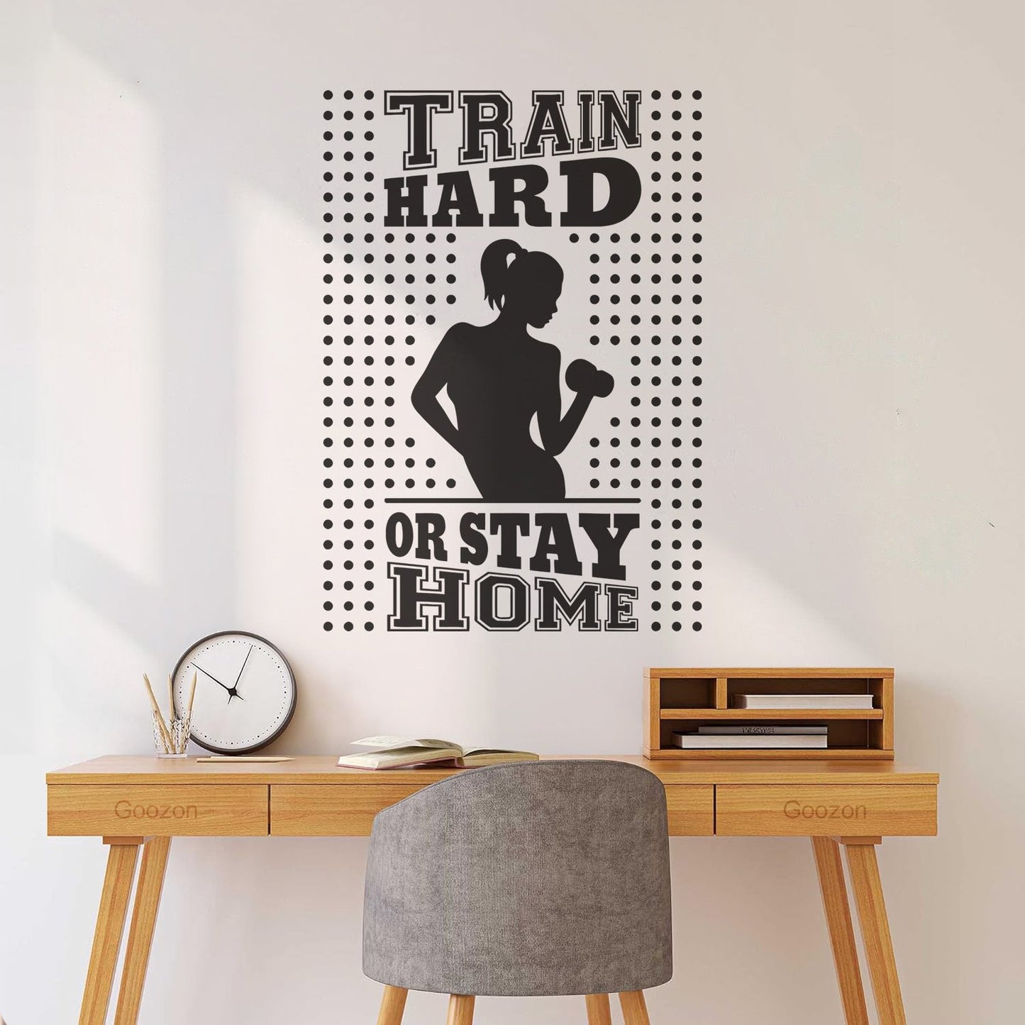 Wall Decals Pvc Train Hard Or Stay Home Gymnastics Fitnesscenter Trainer Beautiful Body Glass Stickers